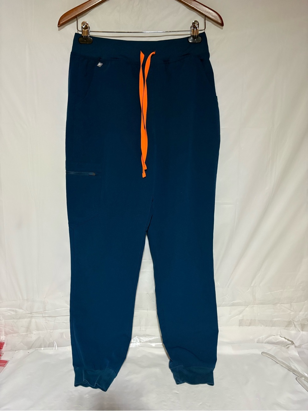 Figs Teal Track Joggers with Orange Drawstring